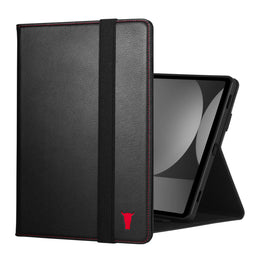 Black with Red Detail Leather Case for Galaxy Tab S11