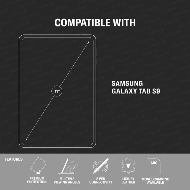 Black with Red Detail Leather Case for Samsung Galaxy Tab S9