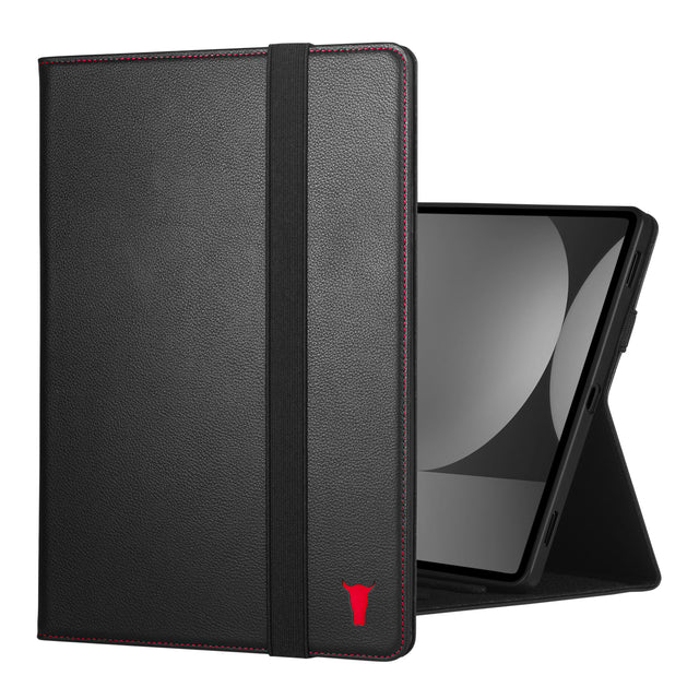 Black with Red Detail Leather Case for Samsung Galaxy Tab S9