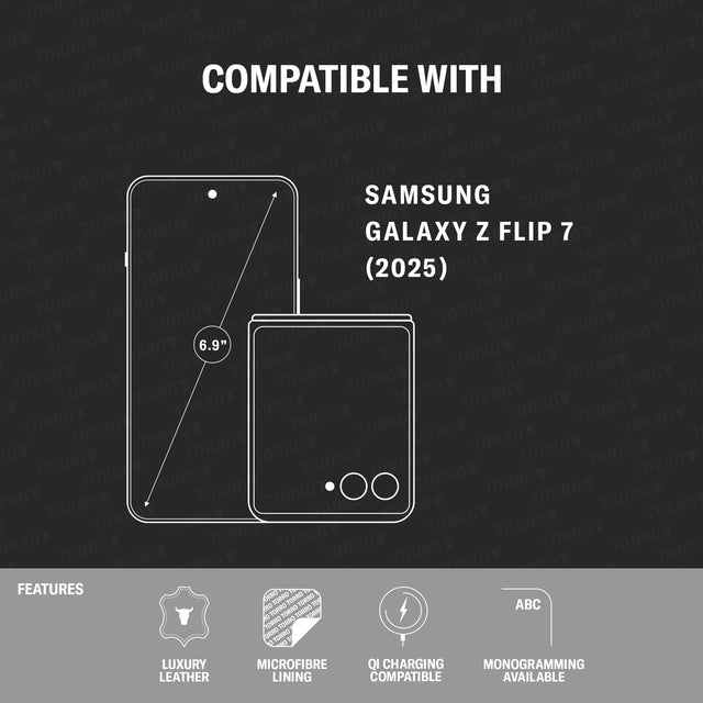 Compatibility of the Black with Red Detail Leather Case for Galaxy  Flip7