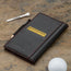 Card storage slot on the back of the Black with Red Detail Leather Golf Scorecard Holder