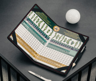 Scorecard inside the Black with Red Detail Leather Golf Scorecard Holder