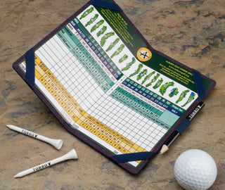 Scorecard in the TORRO Navy Blue with Red Detail Leather Golf Scorecard Holder