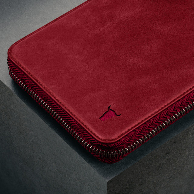 Crimson Leather Solo Travel Wallet