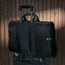 Black Trifold Canvas Suit Carrier / Garment Bag attached to a suitcase