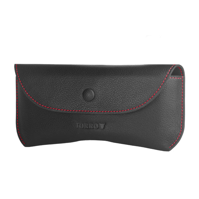 Back with Red Detail Leather Sunglasses Case