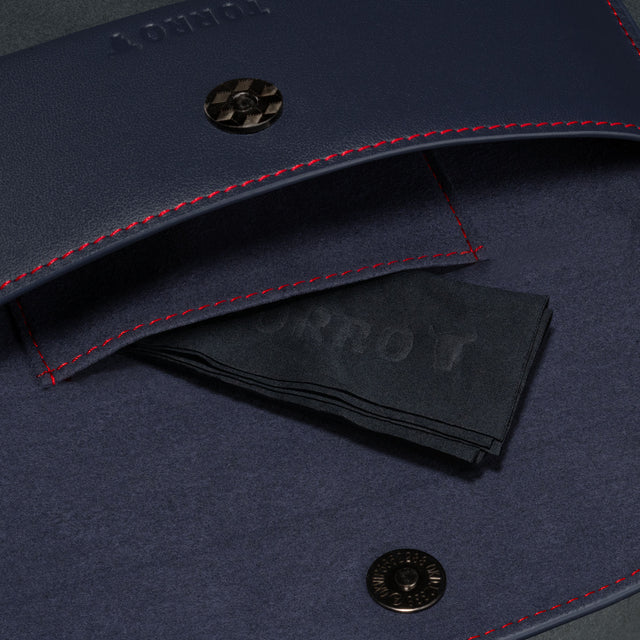 Inner pocket of the Navy Blue Leather Sunglasses Case