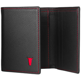 Black with Red Stitching Trifold Leather Wallet