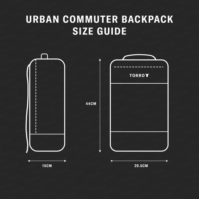 Sixe information for the Grey Urban Commuter Backpack