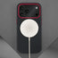 Wireless charager connected to the Black with Red Detail Woven Fabric Bumper Case for iPhone 17 Pro Max