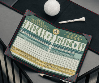 Detachable scorecard holder from the Black with Red details  Golf Scorecard Holder and Yardage Book Cover