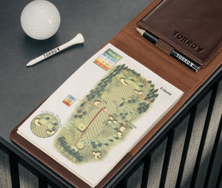 Inside the Dark Brown Golf Scorecard Holder and Yardage Book Cover