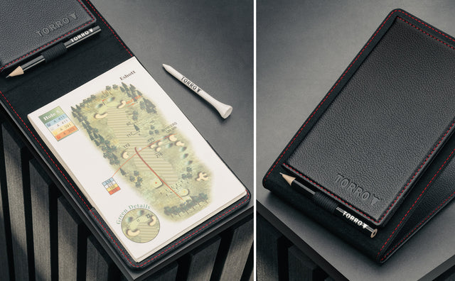 Leather Golf Scorecard Holder and Yardage Book Cover Feature Focus