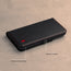 Durable silicone frame and magnetic closure of the Black with Red Detail Leather Case for Galaxy S21 Ultra