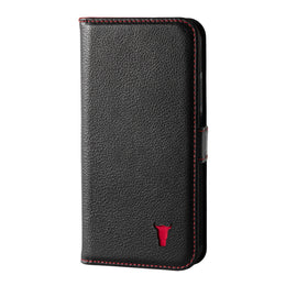Black Leather (with Red Stitching) Stand Case for iPhone 11 Pro Max