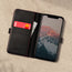 Inside of the Black Leather (with Red Stitching) Stand Case for iPhone X/XS with 3 card slots and note compartment