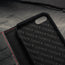 Close up of the microfibre lined frame in the Black Leather (with Red Stitching) Stand Case for iPhone 6/6S