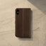 Back view of the Dark Brown Leather Stand Case for iPhone XS / X