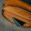 Inner pocket in the Tan Leather Messenger Bag