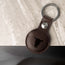 Back of the Dark Brown Leather Apple AirTag Holder Keyring showing TORRO bulls head logo