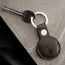 Dark Brown Leather Apple AirTag Holder Keyring attached to key