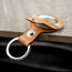 Close up of the press stud clasp on the Tan Leather Apple AirTag Holder Keyring