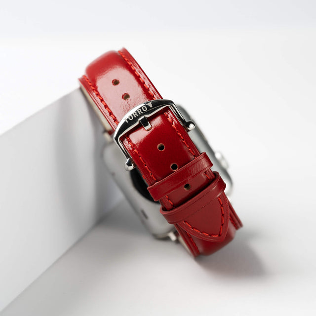 Luxury Red Leather Apple Watch Strap