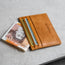 Card slots and notes compartment of the Tan Leather Credit Card Holder
