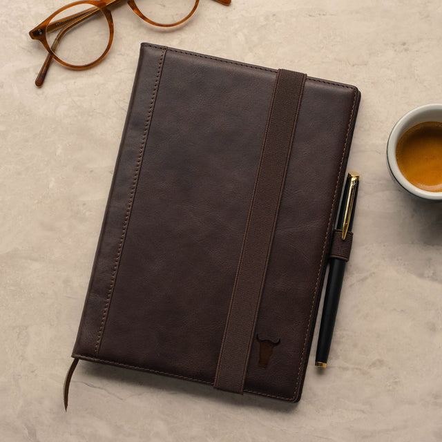 Dark Brown Leather A4 Notebook Cover