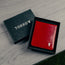 Red Leather Golf Accessory Wallet in a gift box