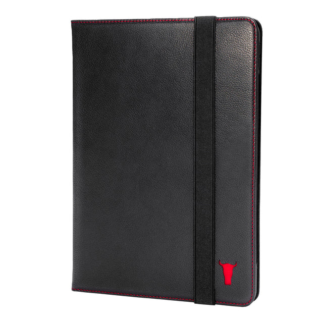 Black Leather (with Red Stitching) Stand Case for iPad 10.2