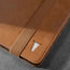 Close up of the leather grain and TORRO bulls head logo on the Tan Leather Case for iPad Pro 11-inch