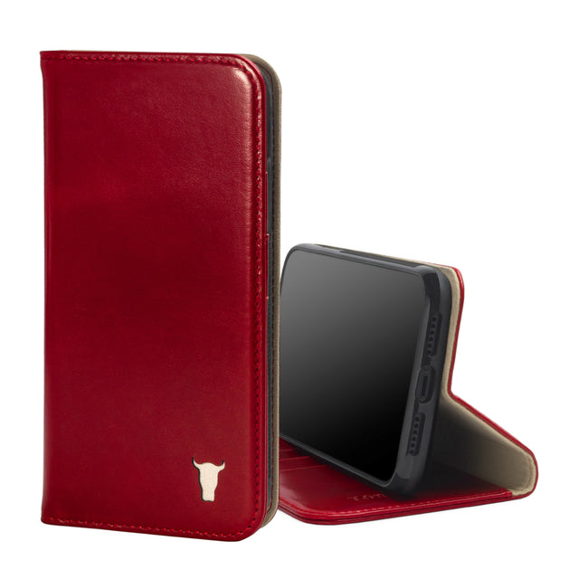 Red Leather Stand Case for iPhone 11