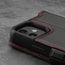 Camera cutout of the Black Leather (with Red Stitching) Stand Case for iPhone 12 Mini