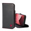Black Leather (with Red Stitching) Stand Case for iPhone 12 Pro