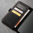 Card slots inside the Black Leather (with Red Stitching) Stand Case for iPhone 13 Mini