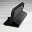 Integrated stand function of the Black Leather Folio Stand Case for iPhone 14