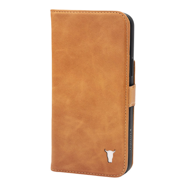 Tan Leather Folio Case (MagSafe) for iPhone 14 Plus