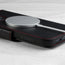 MagSafe charger attached to the Black (with Red Stitching) Leather Wallet Case for iPhone 14 Max