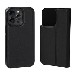 Black Leather Bumper Case (with detachable cover) for iPhone 14 Pro