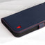 Close up of the Navy Blue Leather Folio Case (MagSafe) for iPhone 14 Pro