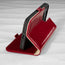 Integrated stand function of the Red Leather Leather Folio Stand Case for iPhone 14 Pro