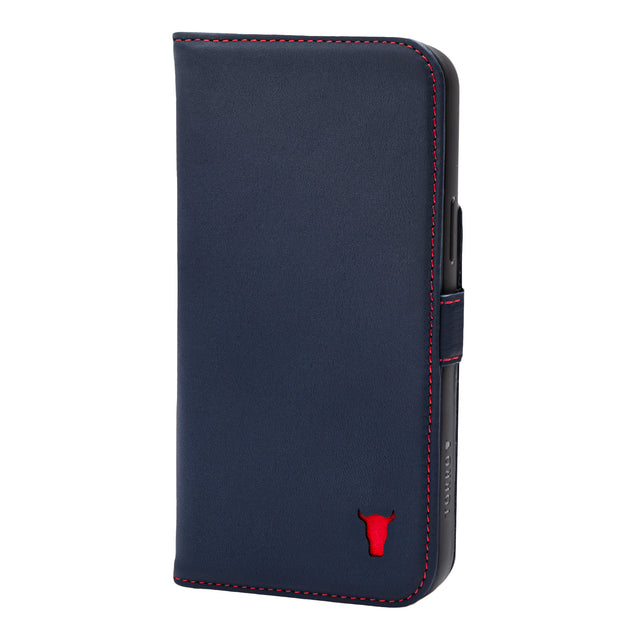 Navy Blue Leather Folio Case (MagSafe) for iPhone 14 Pro Max