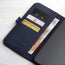 Card and note storage in the Navy Blue Leather Folio Case (MagSafe) for iPhone 14 Pro Max