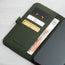 Card and note storage in the Racing Green Leather Folio Case (MagSafe) for iPhone 14 Pro Max