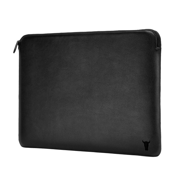 Large All Black Leather Laptop Sleeve
