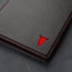 Close up of the PRO Edition of the Black with Red Detail Leather Golf Scorecard & Yardage Book Holder