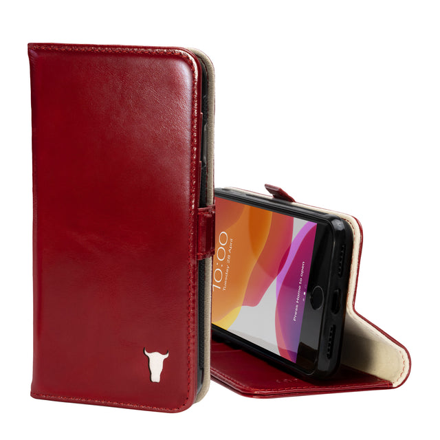 Red Leather Stand Case for iPhone SE (2020), iPhone 8 and iPhone 7