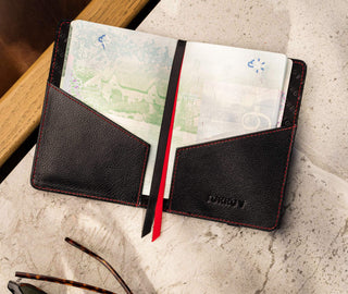Inside of the Black Leather (with Red Stitching) Passport Holder