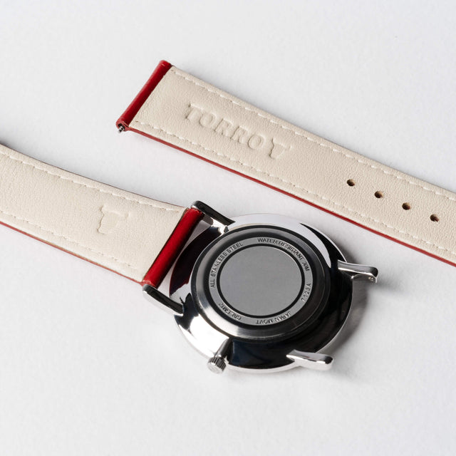 Soft calf leather inner strap of the luxury Red Leather Watch Strap